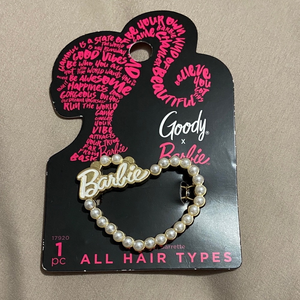 Goody x Barbie Gold Pearl Heart Hair Clip